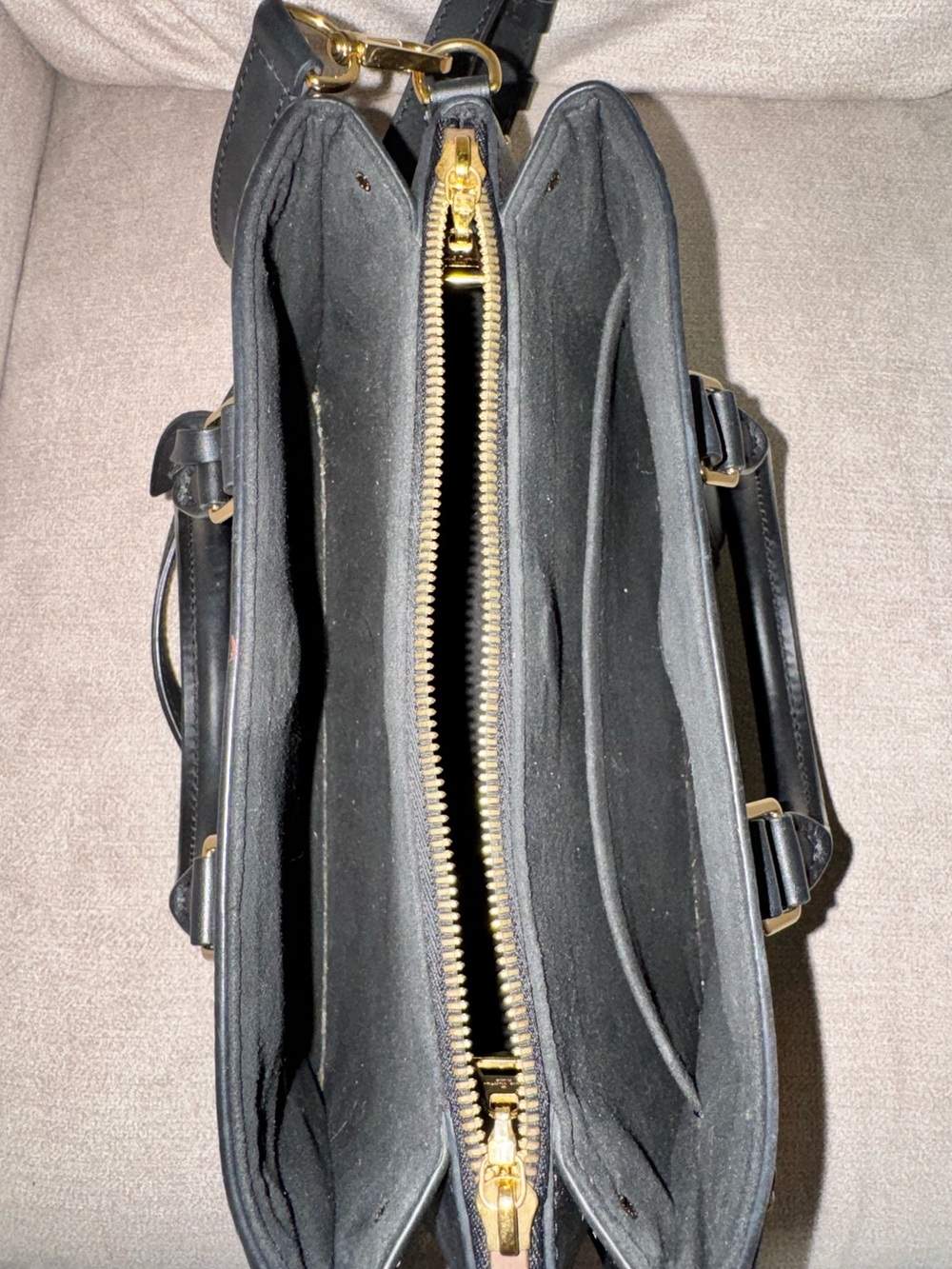 Discontinued Louis Vuitton Brown Monogram Satchel with Black Trim “Soufflot MM” - Picture 9 of 16
